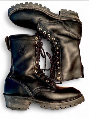 White’s Hawthorn Logger Boots Black Leather H7806 8.5D